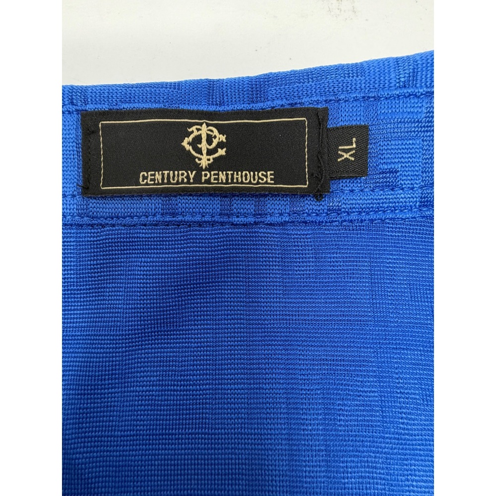 NWT Century Penthouse Men's‎ XL Royal Blue Grecian Pattern Luxury Shirt CSS501 - Picture 7 of 9